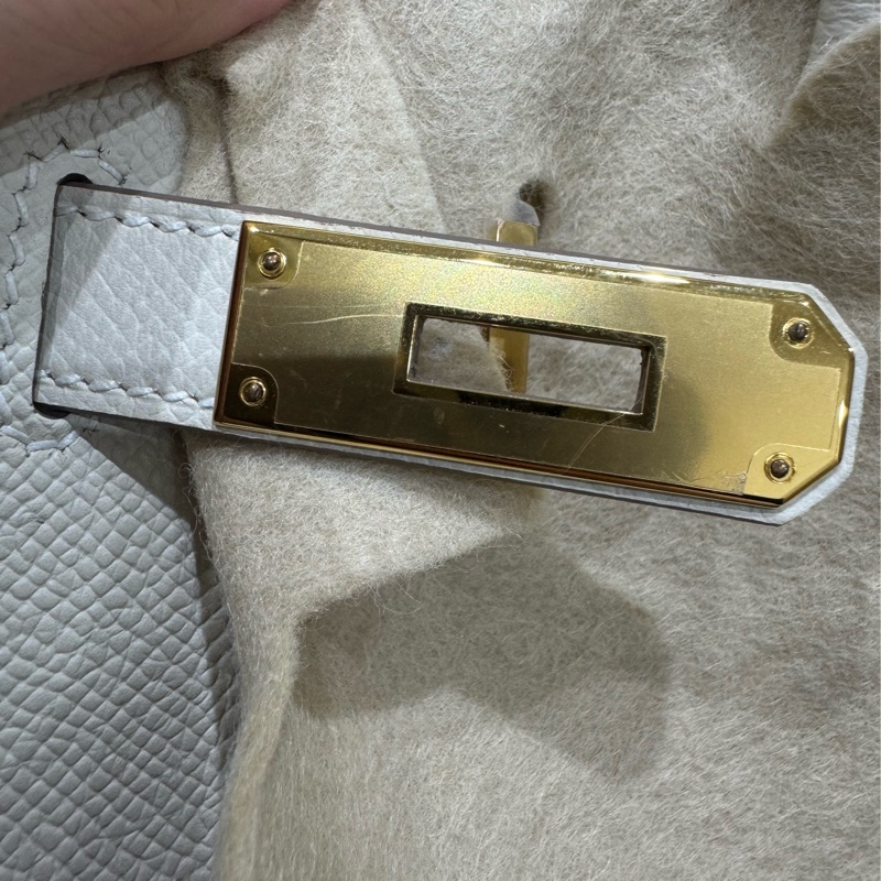 Hermes Birkin30奶昔白 Epson皮 金釦🤍 W刻全新全套台票-13