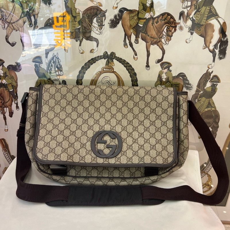 Gucci古馳老花郵差包男士斜背包-0