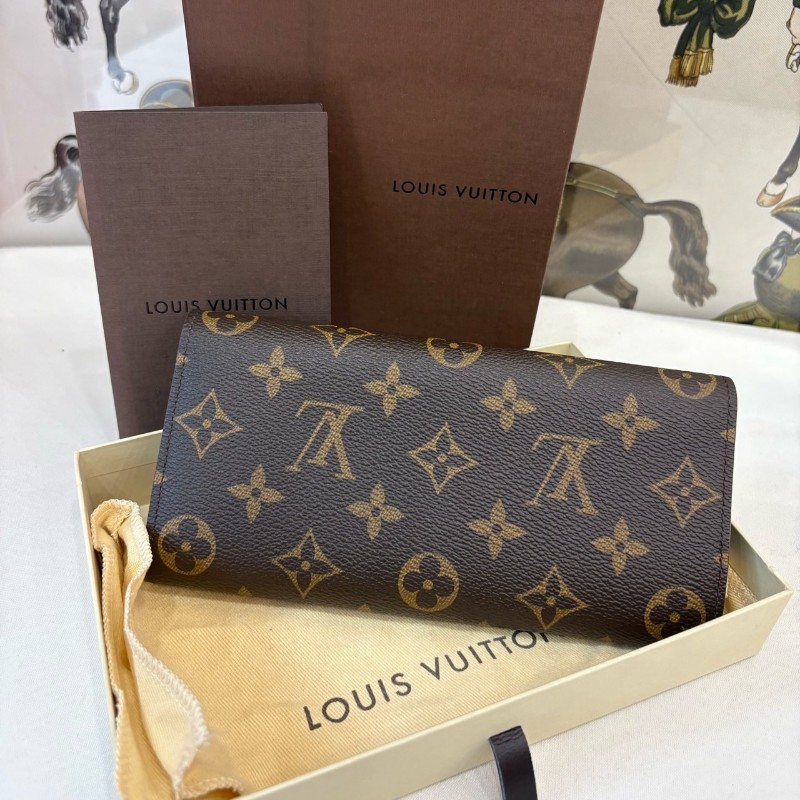Louis Vuitton/路易威登 老花長款豆豆紐扣銀包-1