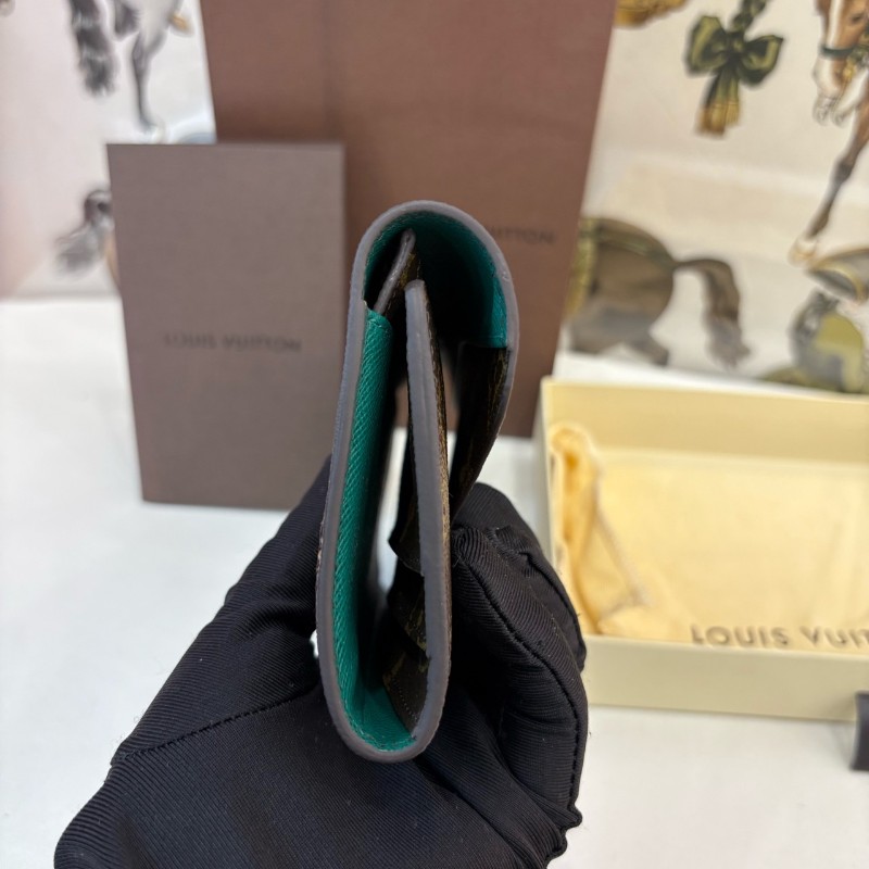Louis Vuitton/路易威登 老花長款豆豆紐扣銀包-3