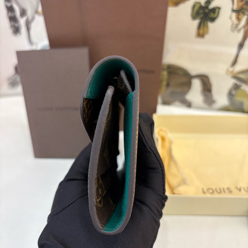 Louis Vuitton/路易威登 老花長款豆豆紐扣銀包-4