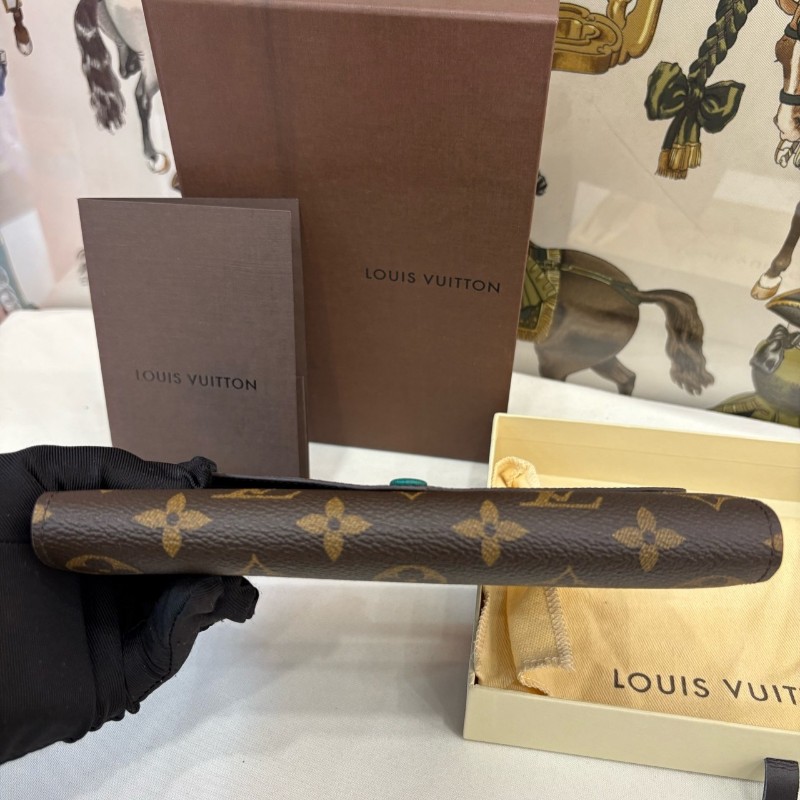 Louis Vuitton/路易威登 老花長款豆豆紐扣銀包-5