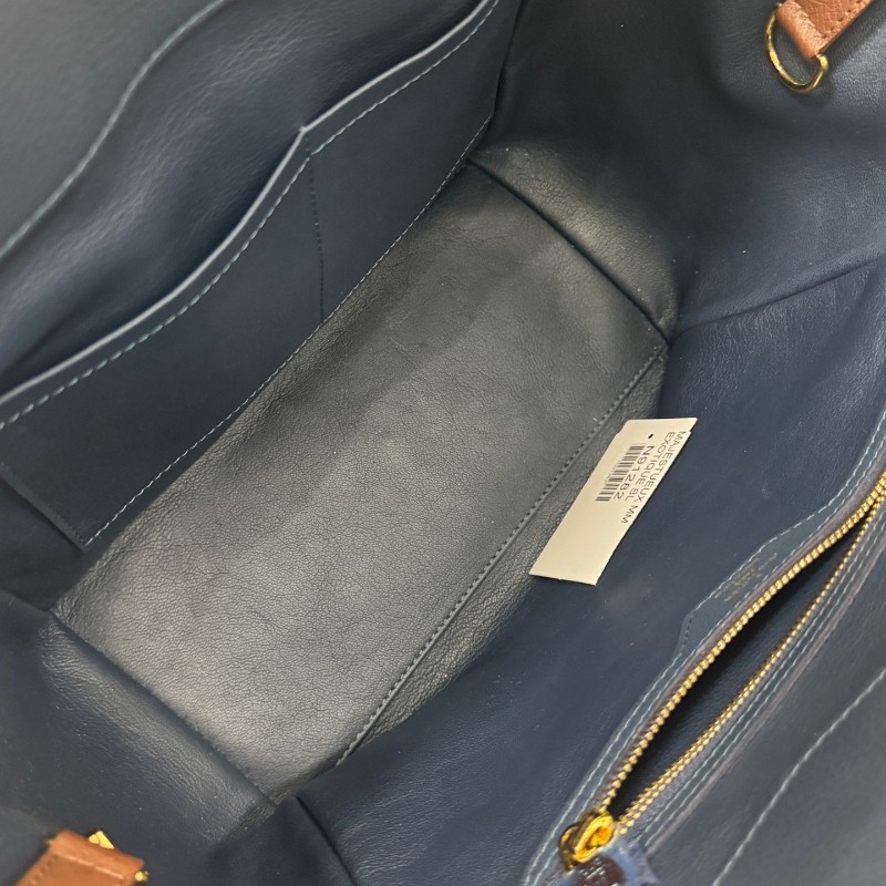 LV路易威登 高工價款老花駝鳥皮拼蜥蜴手柄 金色鎖扣秋千包手提包-6