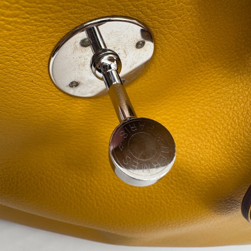 愛馬仕/Hermes Lindy26 9D琥珀黃 銀扣evercolor皮 C刻-7