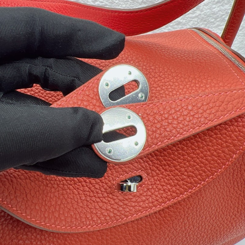 愛馬仕/lindy26 9M 三文魚拼色 銀扣  TC皮-4