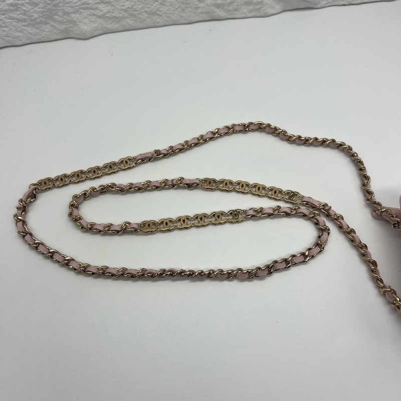 Chanel/香奈兒 櫻花粉色 荔枝紋牛皮煙盒包 小廢包-5