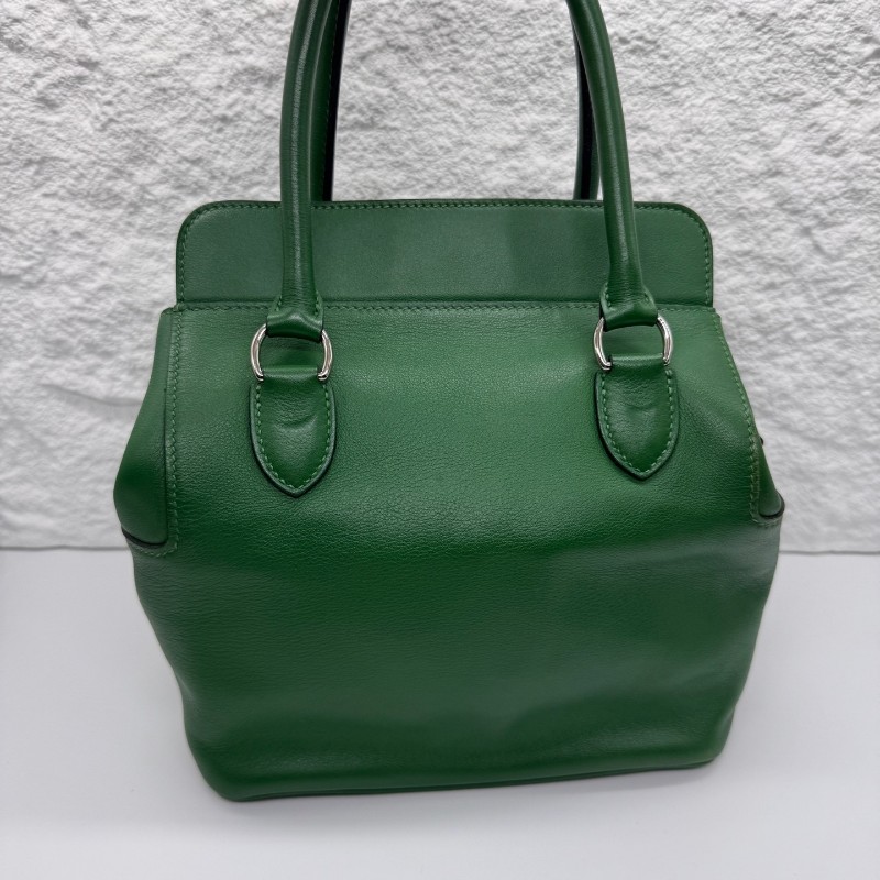 愛馬仕/Hermes 綠色 銀扣 小號牛奶盒子toolbox 框N刻-2