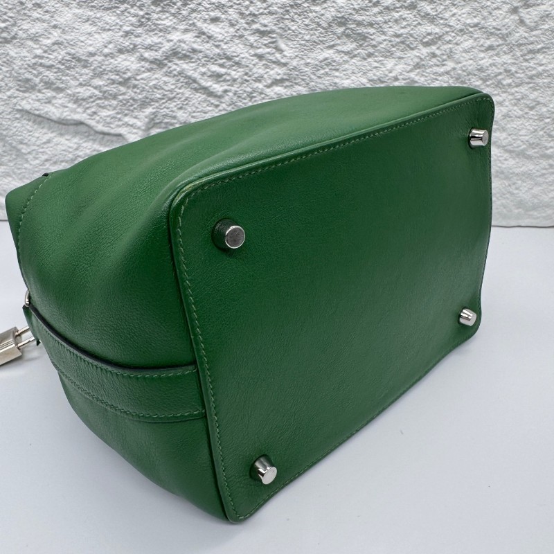 愛馬仕/Hermes 綠色 銀扣 小號牛奶盒子toolbox 框N刻-4