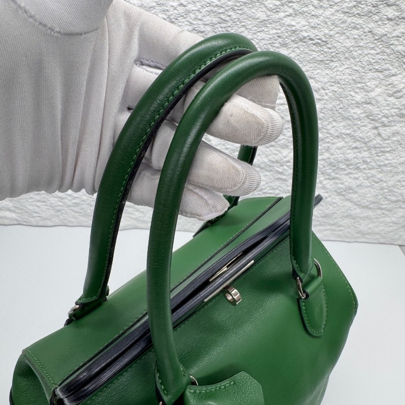 愛馬仕/Hermes 綠色 銀扣 小號牛奶盒子toolbox 框N刻-5