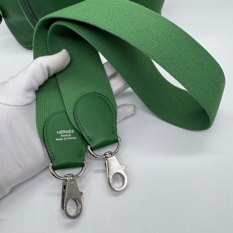 愛馬仕/Hermes 綠色 銀扣 小號牛奶盒子toolbox 框N刻-6