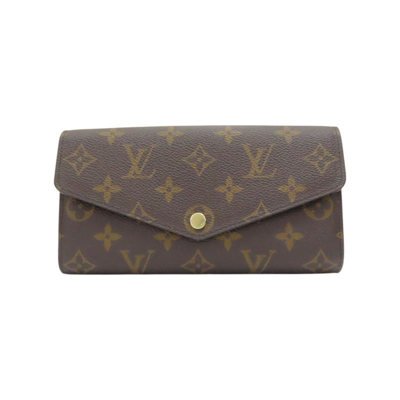 棕色 原花 帆布 Portefeuille Sarch 扣式 長夾 M83580-0