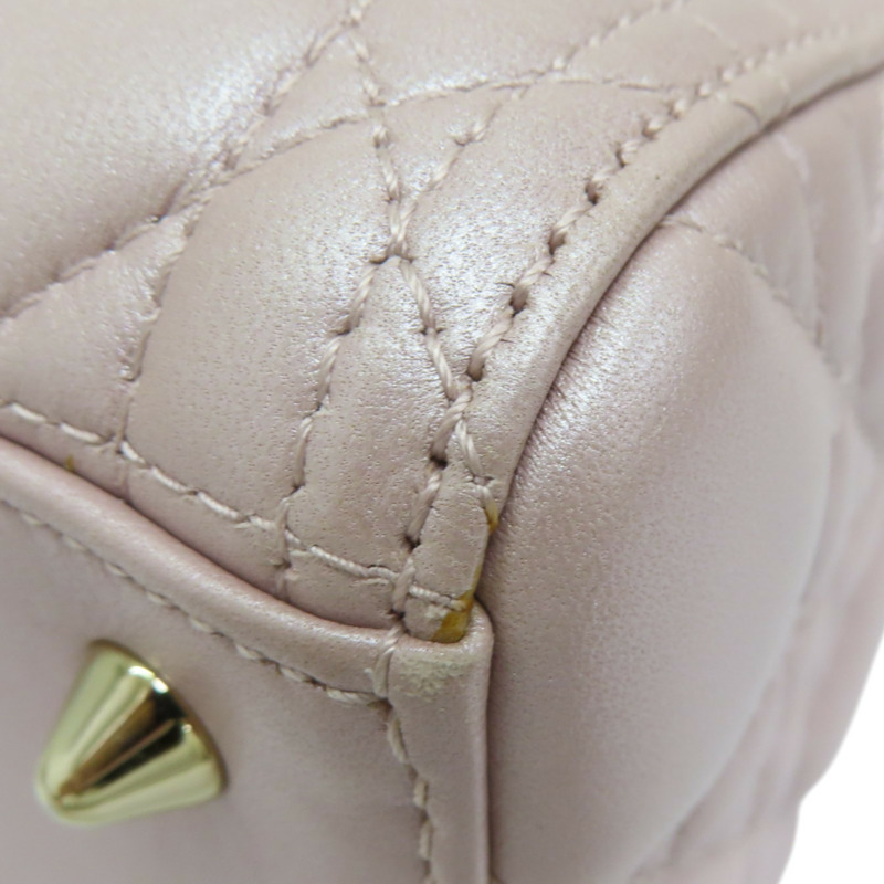 粉色 籐格紋 羊皮 Lady Dior 兩用包【Dior 迪奧】 M0550-18