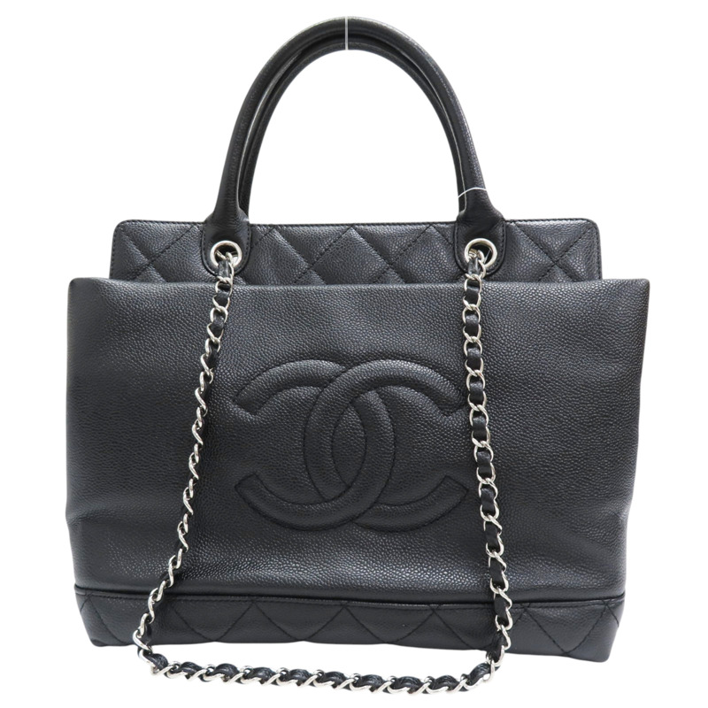 黑色 牛皮 菱格紋 荔枝紋 两用包 銀扣 (無卡)【CHANEL 香奈兒】-0