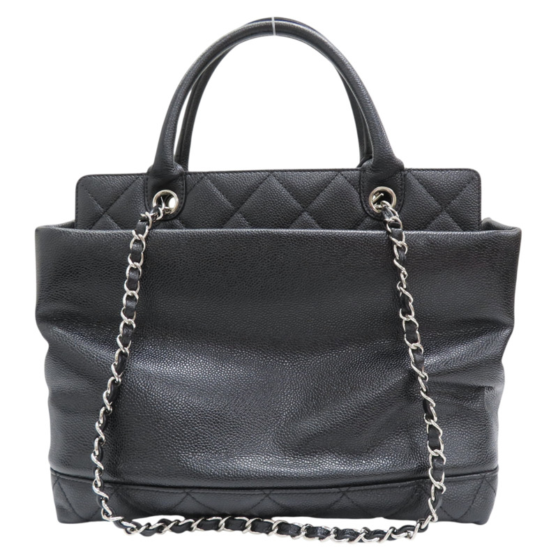 黑色 牛皮 菱格紋 荔枝紋 两用包 銀扣 (無卡)【CHANEL 香奈兒】-1