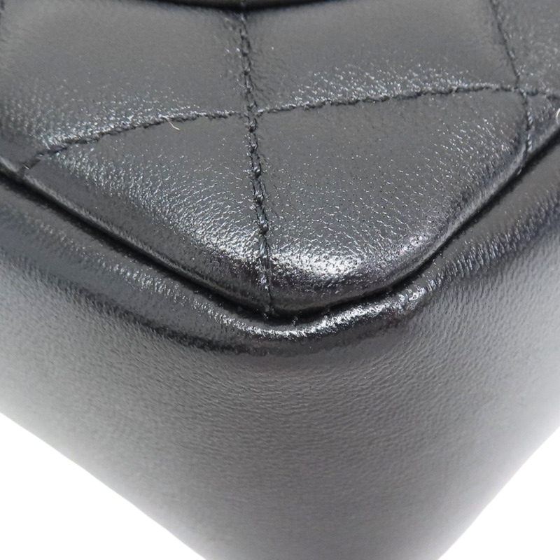 黑色 菱格紋 羊革 MINI COCO 鍊帶 肩背包 AS4385-11