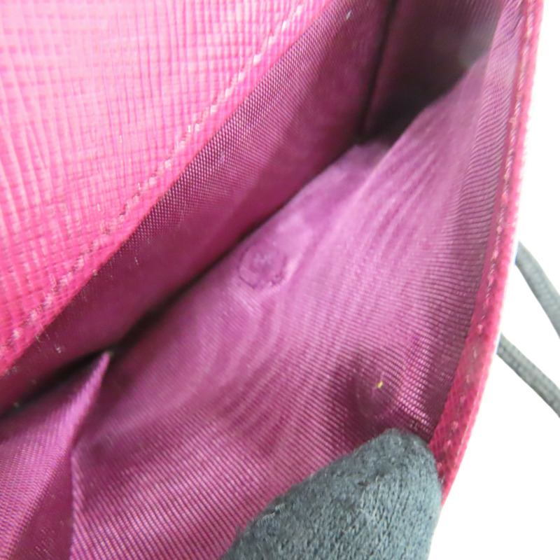 桃紅 皮革 扣式 短夾-6