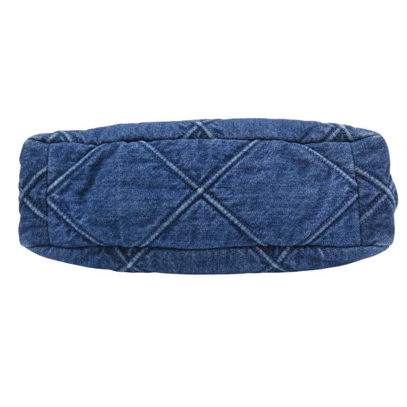 深藍色 單寧布 19 30CM 鍊帶 肩背包 金扣【CHANEL 香奈兒】-3