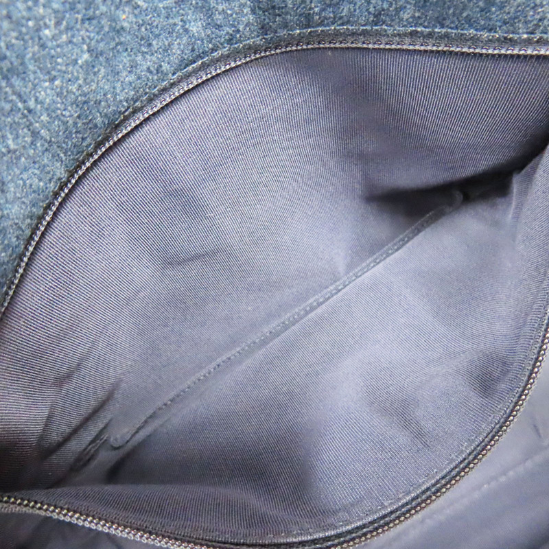 深藍色 單寧布 19 30CM 鍊帶 肩背包 金扣【CHANEL 香奈兒】-5