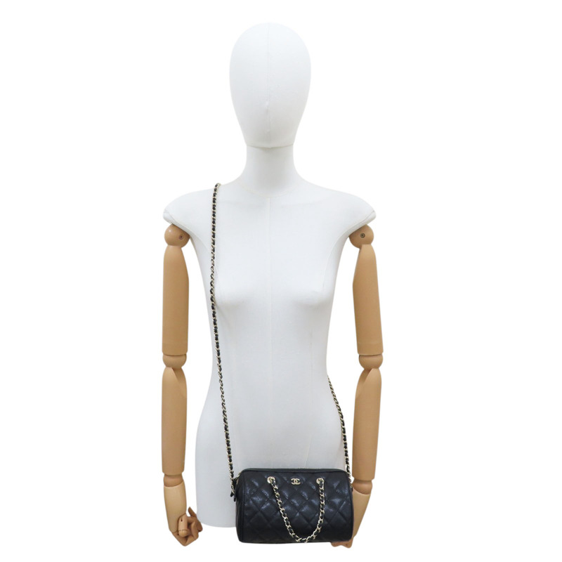 黑色 牛皮 菱格紋 荔枝紋 两用包 金扣 AP4474-7