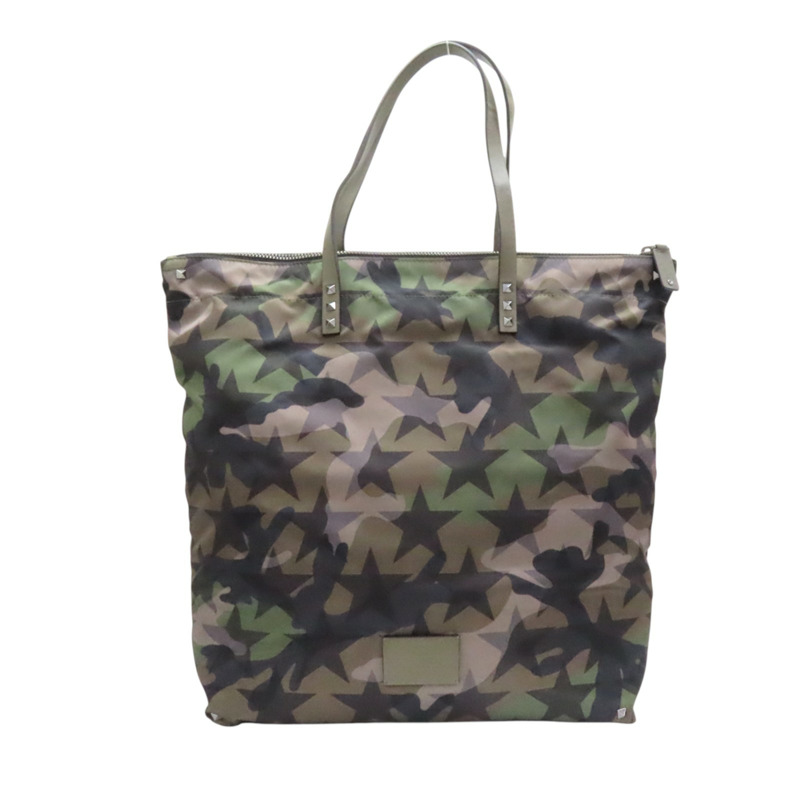 綠色 迷彩尼龍 皮革 托特包 肩背包【Valentino 范倫鐵諾】-0