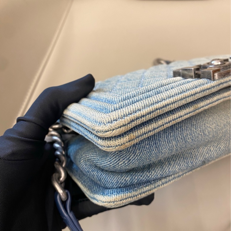 Chanel 香奈兒 牛仔丹寧 leboy小號-14