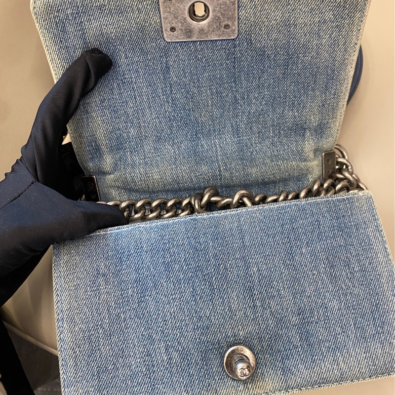 Chanel 香奈兒 牛仔丹寧 leboy小號-18