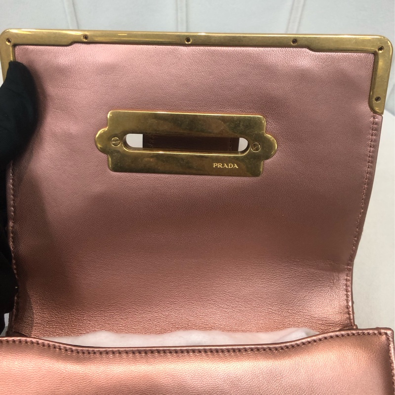 PRADA 粉色矜貴限量盒子 手袋 XB581-10