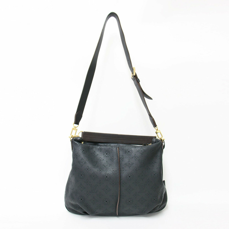LOUIS VUITTON Monogram Mahina Selene PM 單肩包 M94035 黑色和金色,Hobo 皮革-3
