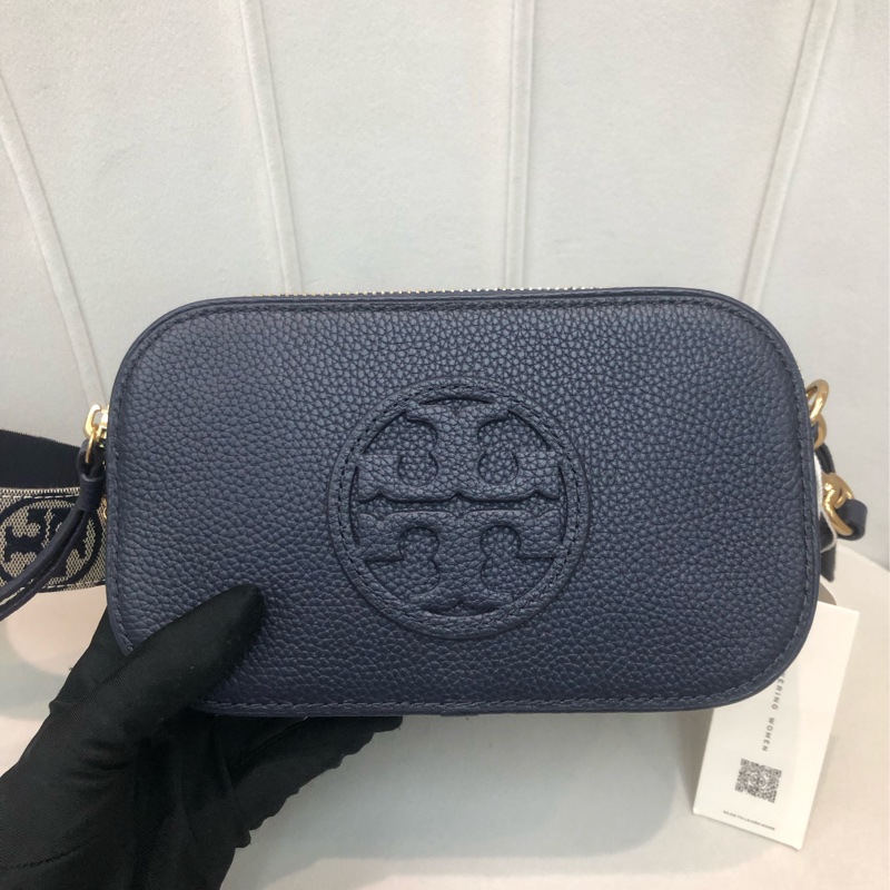 TORY BURCH 藍色雙拉鏈相機袋 XB646-0