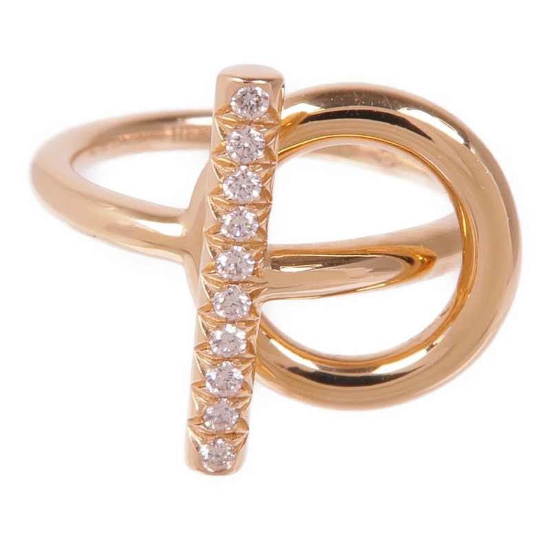 HERMES 18K玫瑰金Echappee Ring鑽石戒指Hermes#50/US#5-1