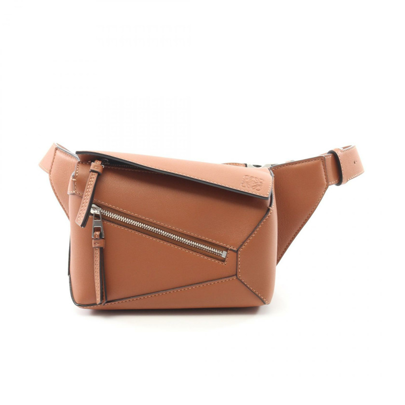 LOEWE Puzzle Bum 迷你腰包 B510EB1X032530 皮革棕色全新女款-0