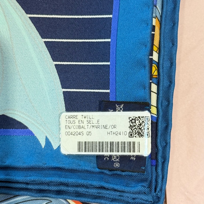 Hermes Tous en Selle 馬鞍絲巾/藍色款/全新美品-3