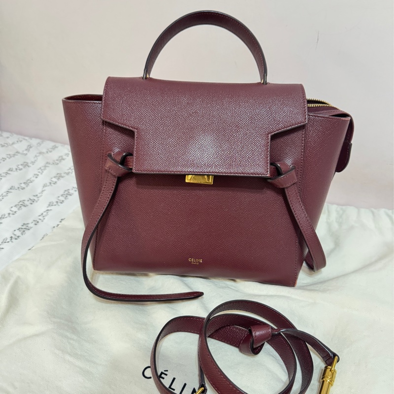 Celine 鯰魚包 勃艮第色-11