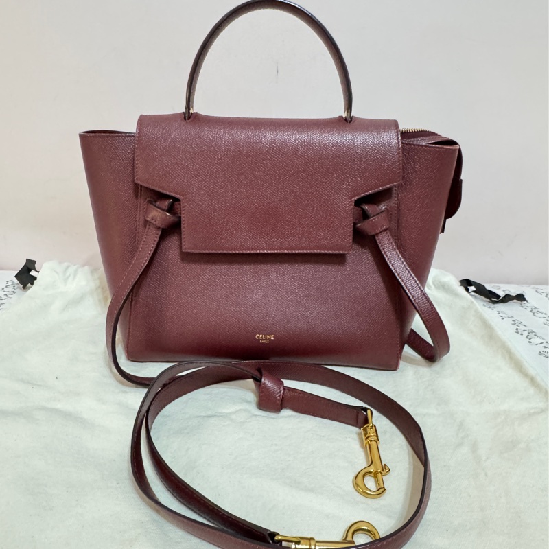 Celine 鯰魚包 勃艮第色-12