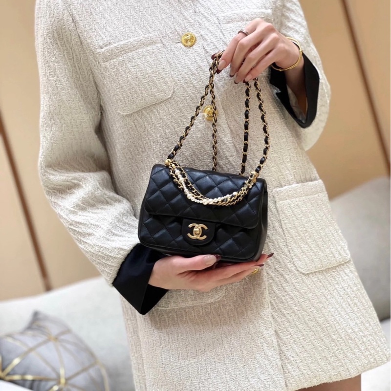 (已售出)Chanel 24P 珍珠方胖 黑金 晶片款-1