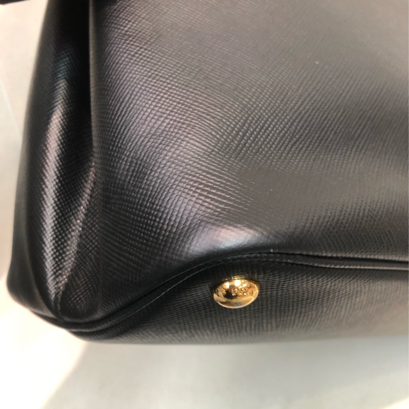 Prada Double Bag 普拉達 皮革 黑色Tote 公事包 XB650-15