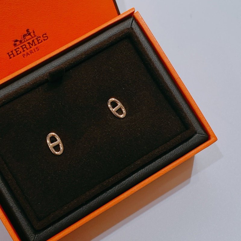 TW4390 Hermes 愛馬仕18k玫瑰金豬鼻耳環Chaine D'ancre 18K Rose Gold Earrings-1