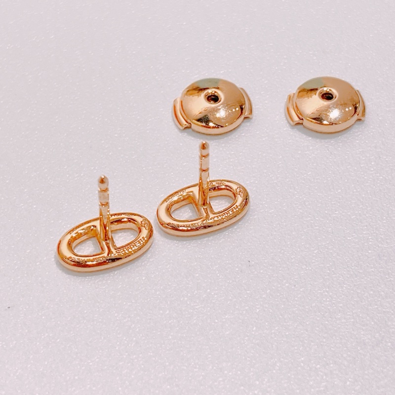 TW4390 Hermes 愛馬仕18k玫瑰金豬鼻耳環Chaine D'ancre 18K Rose Gold Earrings-7