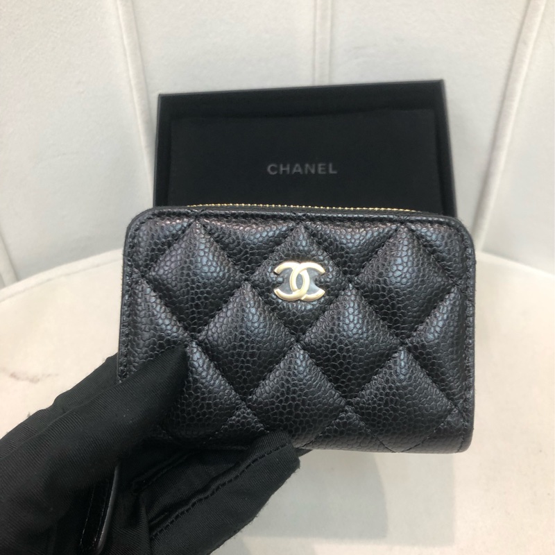 Chanel 黑金拉鏈 卡包 散子包 芯片 XB652-0