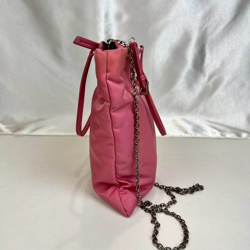 PRADA 1BA252 粉紅尼龍袋斜背手提包-2