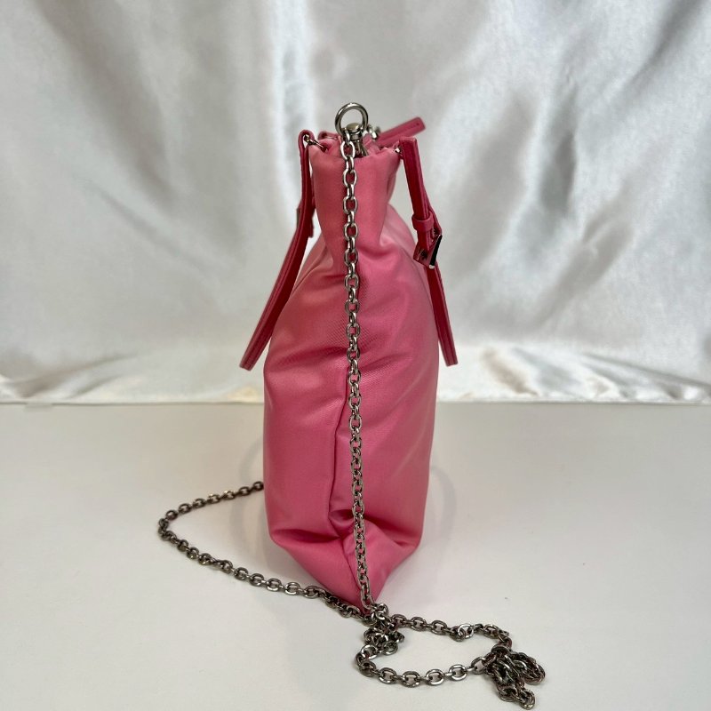 PRADA 1BA252 粉紅尼龍袋斜背手提包-3