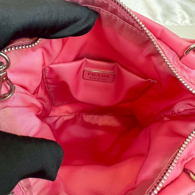 PRADA 1BA252 粉紅尼龍袋斜背手提包-5