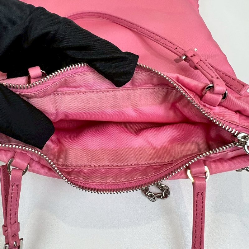 PRADA 1BA252 粉紅尼龍袋斜背手提包-6