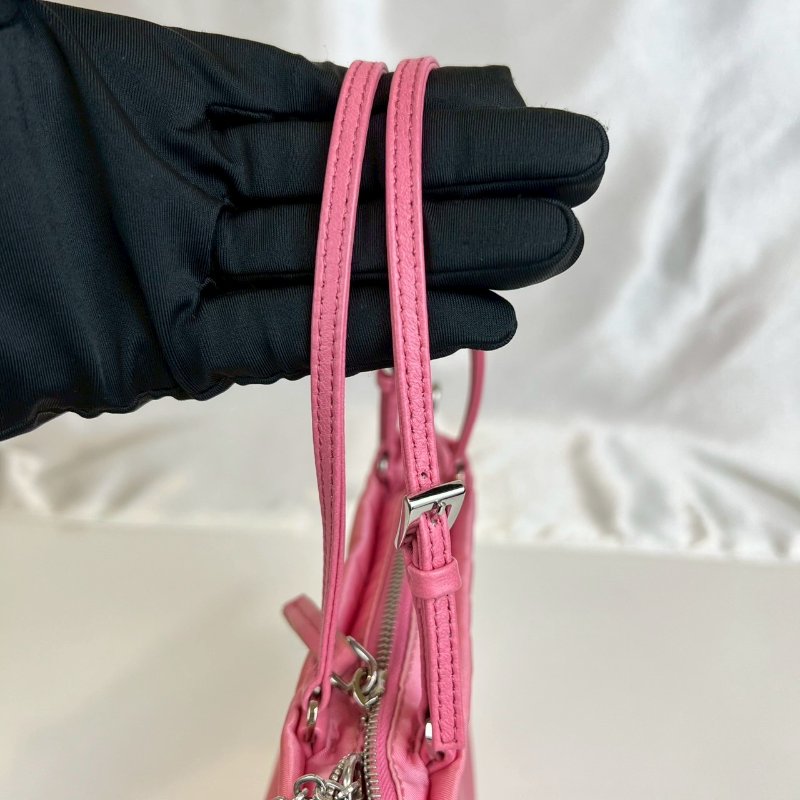 PRADA 1BA252 粉紅尼龍袋斜背手提包-8