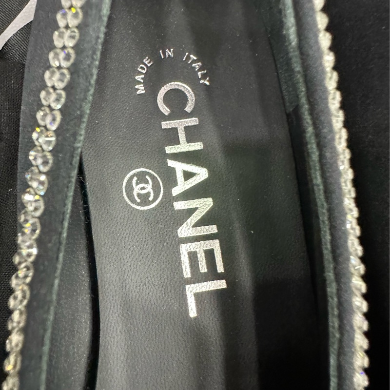 Chanel香奈兒黑色麂皮星彗星水鑽平底鞋36.5碼 閒置未使用-5