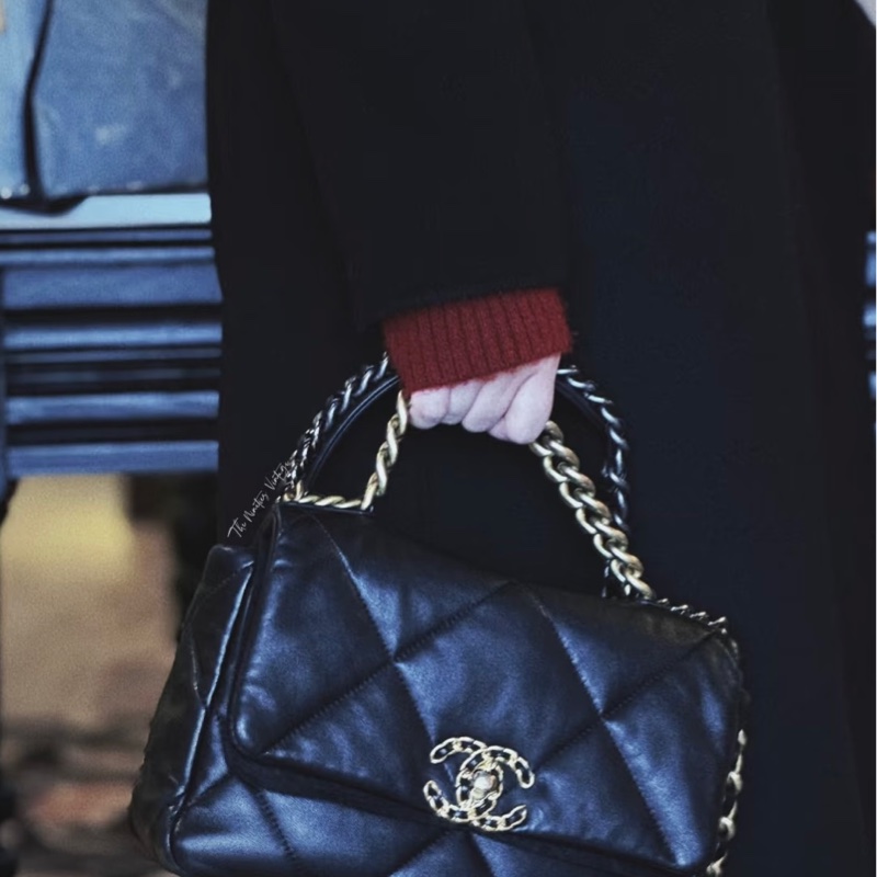 Chanel 香奈兒19bag 小號 黑金 山羊皮 26*16*9 晶片款-2