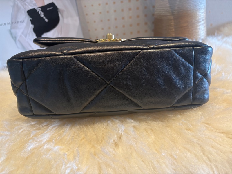 Chanel 香奈兒19bag 小號 黑金 山羊皮 26*16*9 晶片款-10