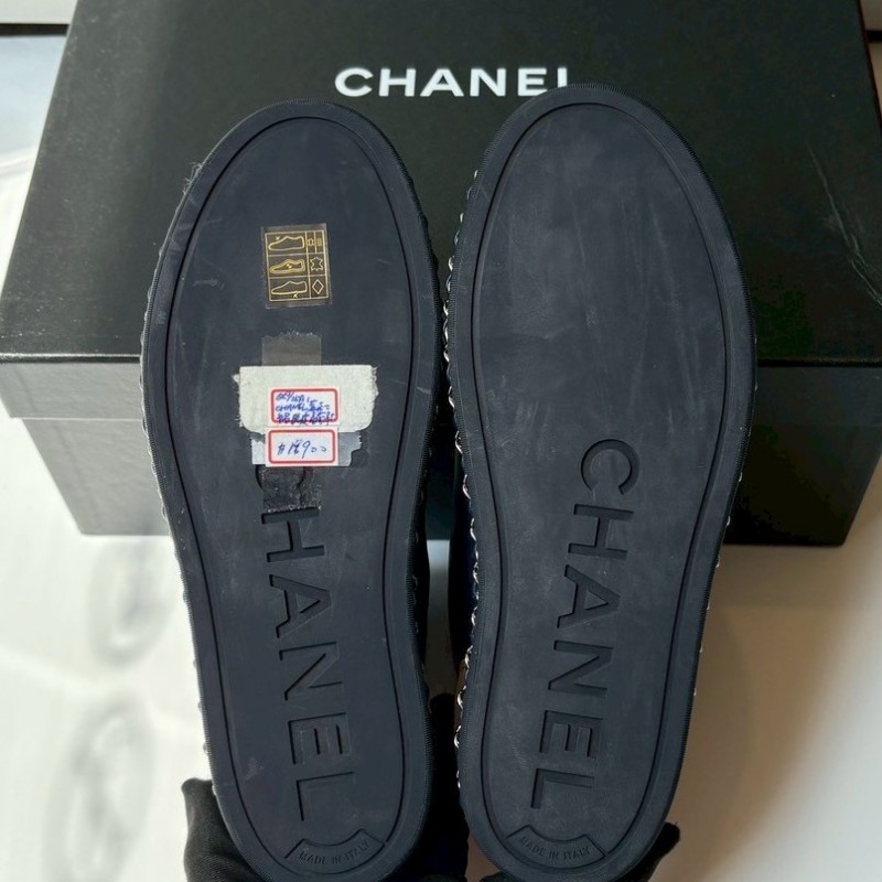 Chanel 藍紅+麂皮革邊休閒鞋-5