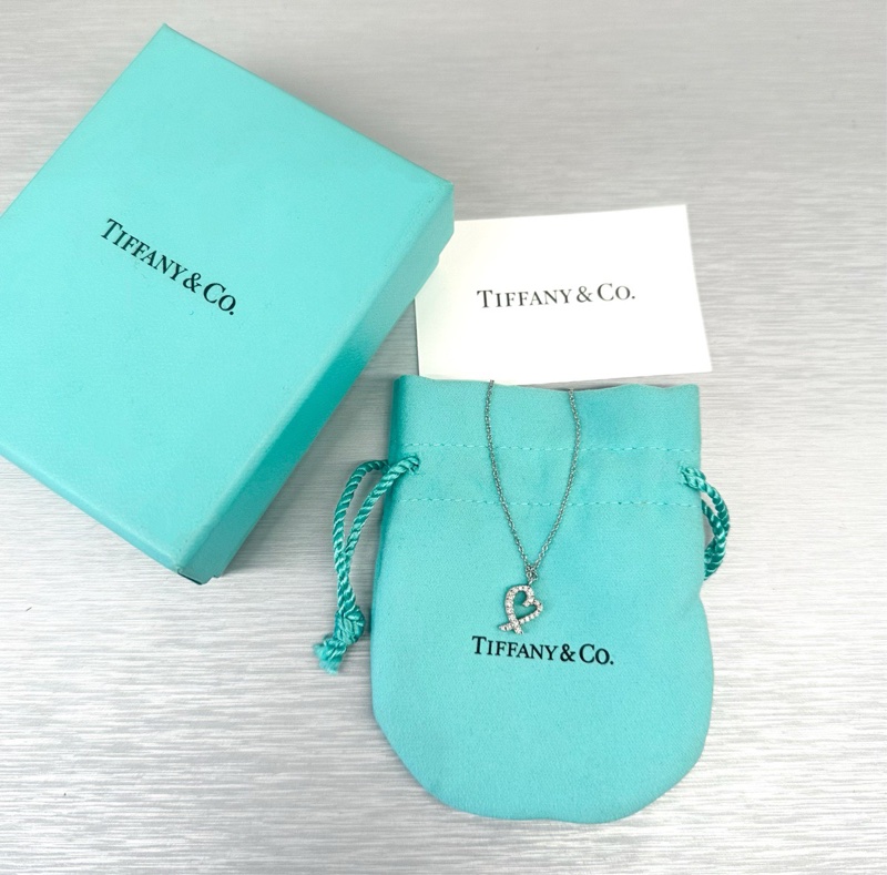 Tiffany/蒂芙尼lovingheart白金滿鑽愛心項鍊 附件:盒子塵袋~-0