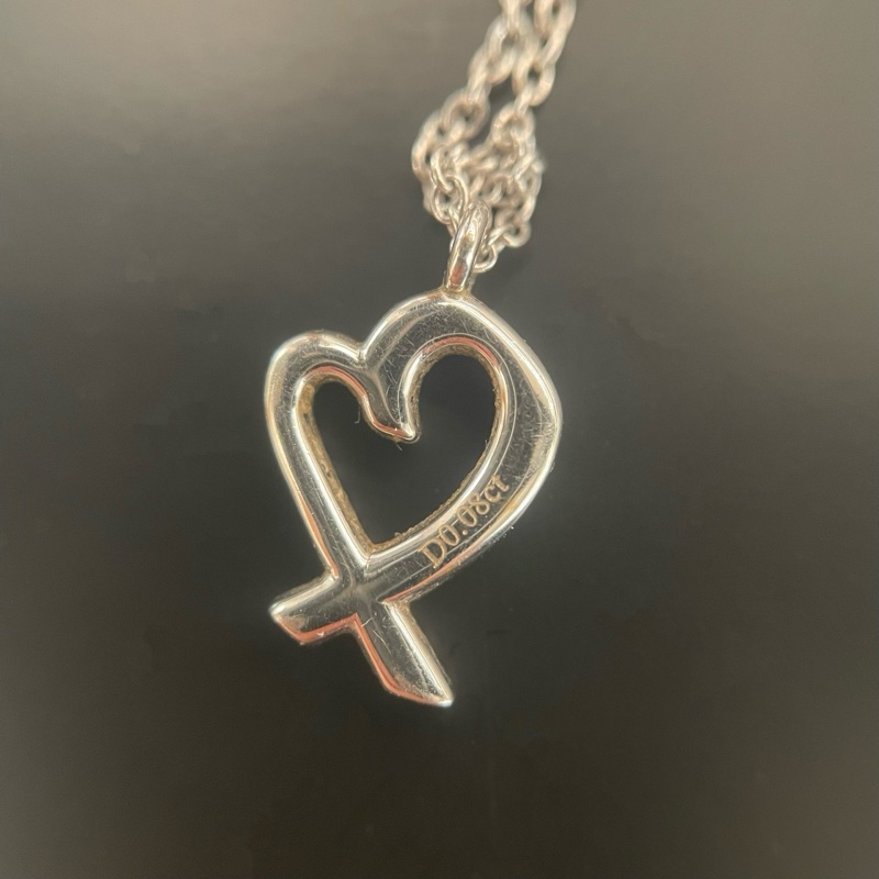 Tiffany/蒂芙尼lovingheart白金滿鑽愛心項鍊 附件:盒子塵袋~-5